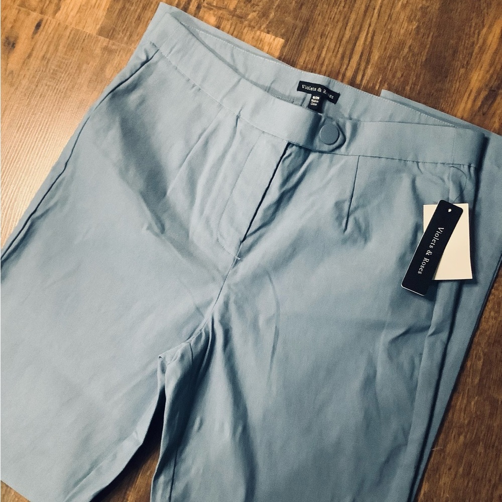 NWT VIOLETS & ROSES High Rise Crooped Pant in dawn blue - Picture 2 of 5